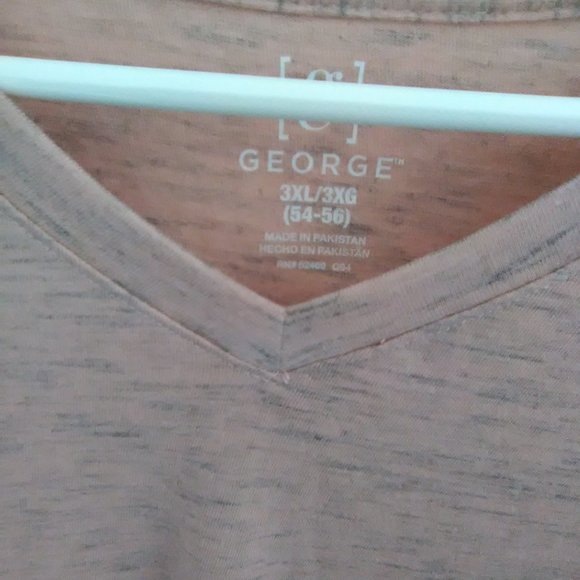 George Men's Jersey V Neck Short Sleeve T-shirt Color Pink Size 3XL - Picture 3 of 5